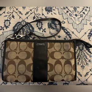 Coach Signature Canvas and leather monogram wristlet
